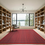 Bold Red Black Grid Woven Area Rug