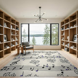 Whimsical Music Notes Maple Doves Area Rug