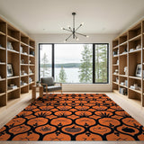Vibrant Orange Pumpkin Fruit Trellis Rug