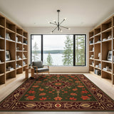 Traditional Persian Ornate Green Floral Persian Area Rug