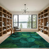 Emerald Green Abstract Leaf Area Rug
