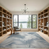 Grey Palm Frond Area Rug