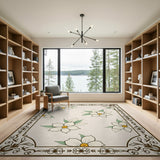 Beige Magnolia Floral Vintage Area Rug