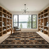 Brown Tan Southwestern Geometric Brown and Tan Area Rug