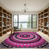Boho Chic Pink Vibrant Pink Mandala Boho Area Rug