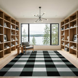Rustic Farmhouse Black and White Black White Gingham Check Area Rug