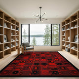 Bold Red Vinyl Records Audio Gear Area Rug