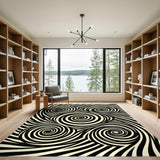 Black White Spiral Swirl Area Rug