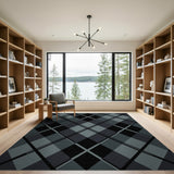 Modern Grey Diamond Plaid Area Rug