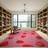 Pink Playful Pink Strawberry Pattern Area Rug
