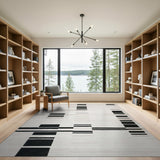 Black White Geometric Stripe No. 2 Area Rug