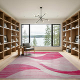 Wavy Pink Abstract Area Rug