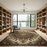 Gold and Silver Ornate Gold Mandala Area Rug