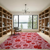 Whimsical Cherry Fruit Pink Area Rug