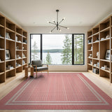 Red Gingham Checkered Washable Area Rug