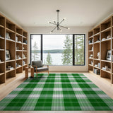 Green Classic Green Gingham Checkered Area Rug