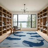 Whimsical Whale Ocean Cartoon Area Rug