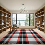 Geometric Modern Bold Red Plaid Check Area Rug