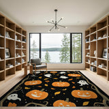 Whimsical Halloween Pumpkins Ghosts Area Rug