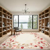 Pink Strawberry Floral Area Rug