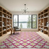 Ornate Pink Gold Geometric Lattice Rug