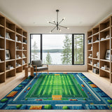 Urban Soccer Field Cityscape Area Rug