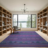 Vibrant Purple Teal Geometric Tribal Area Rug