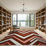 Zigzag Geometric Area Rug in Brown Pink White