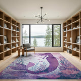 Purple Mermaid Silhouette Underwater Area Rug