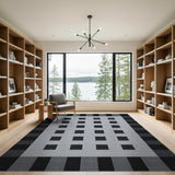 Black White Geometric Grid No. 17 Area Rug