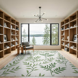 Boho Chic Lush Green Leaves Pattern Area Rug