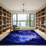 Majestic Blue Dragon Storm Area Rug