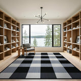 Black and White Checkered Black White Checkered Rustic Farmhouse Area Rug