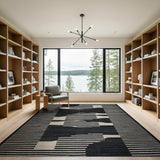 Bold Black White Geometric Abstract Black and White Area Rug