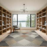 Tribal Diamond Geometric Neutral Area Rug