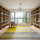 Bold Yellow Block Stripe Geometric Area Rug
