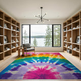 Multi-color and Patterns Vibrant Rainbow Tie-Dye Boho Area Rug