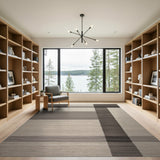 Modern Grey Geometric Block Stripe Rug