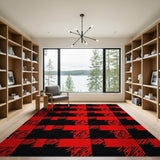 Black Red Black Buffalo Plaid Area Rug