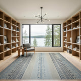 Blue Teal Ombre Leaf Boho Area Rug
