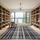 Distressed Black White Plaid No. 5 Area Rug