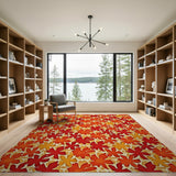Fiery Orange Maple Leaves Area Rug