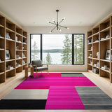 Pink Bold Pink Geometric Block Area Rug