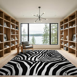 Overlapping Zebra Stripes Black White Area Rug