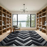 Grey Modern Geometric Zigzag Grey Area Rug