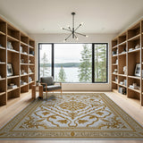Intricate Gold Persian Medallion Area Rug