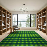 Vibrant Green Checkered Plaid Area Rug