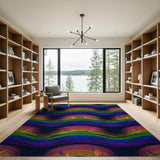 Vibrant Rainbow Wave Silhouette Area Rug