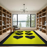 Sunny Yellow Pixel Hearts Area Rug