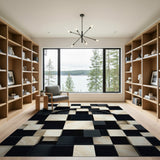 3D Black White Cube Barn Geometric Area Rug